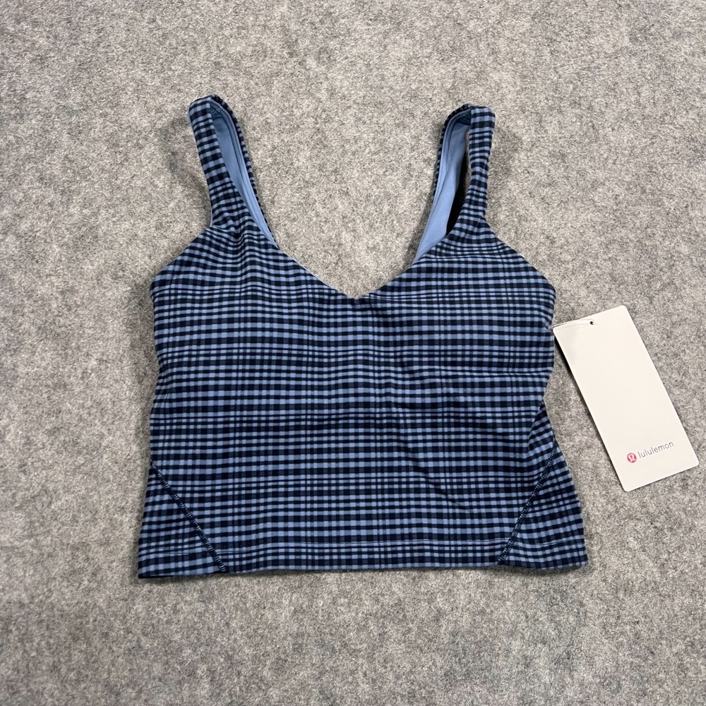 NWT Lululemon Athletica Glow Grid Washed Denim Align‎ Tank Top Women's Size 2